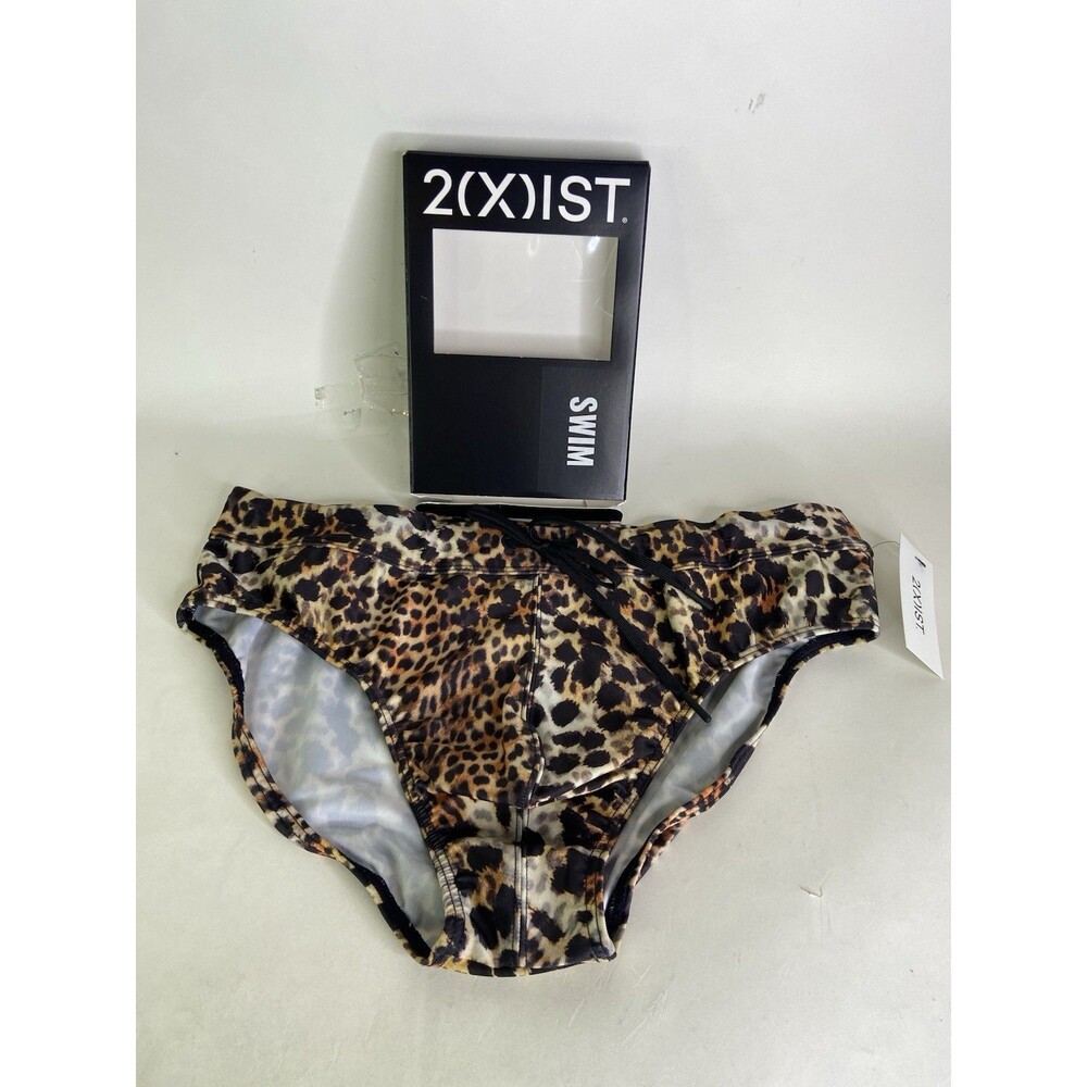 2XIST Rio Swim Brief Swimwear Bottoms Mixed Leopard Animal Print Mens Size L